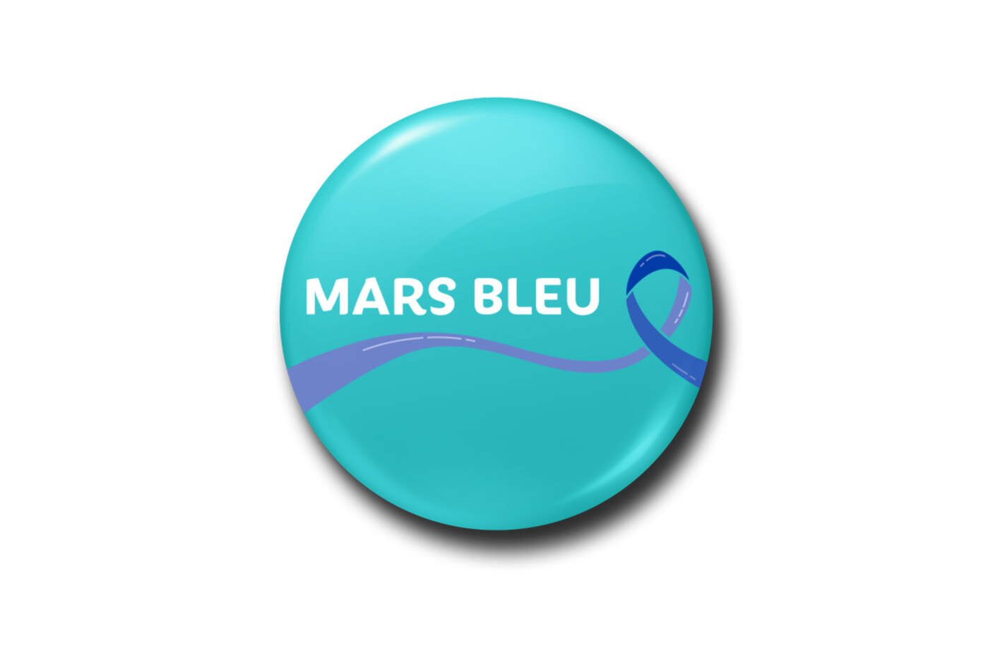 Montrez votre engagement avec les badges Mars Bleu pour lutter contre le cancer colorectal.